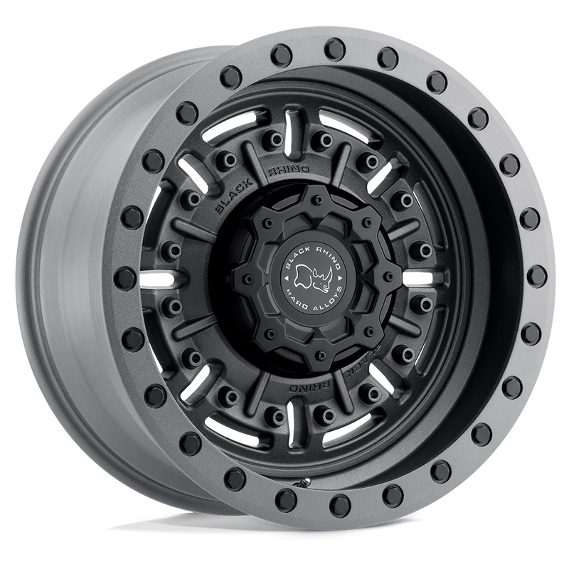 Black Rhino - ABRAMS - Gunmetal - TEXTURED MATTE GUNMETAL - 18" x 9.5", -18 Offset, 8x165.1 (Bolt Pattern), 122.4mm HUB