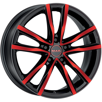 Mak Wheels - MILANO - BLACK AND RED - 18" x 8", 42 Offset, 5x112 (Bolt Pattern), 76mm HUB