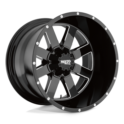 Moto Metal - MO962 - Black - GLOSS BLACK MILLED - 20" x 10", -24 Offset, 5x127/139.7 (Bolt Pattern), 78.1mm HUB