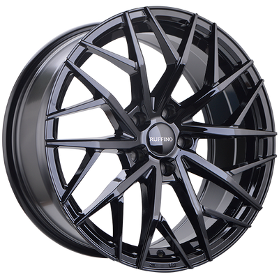 Ruffino Wheels - Atrax - Black - Gloss Black - 17" x 7.5", 40 Offset, 5x100 (Bolt Pattern), 73.1mm HUB