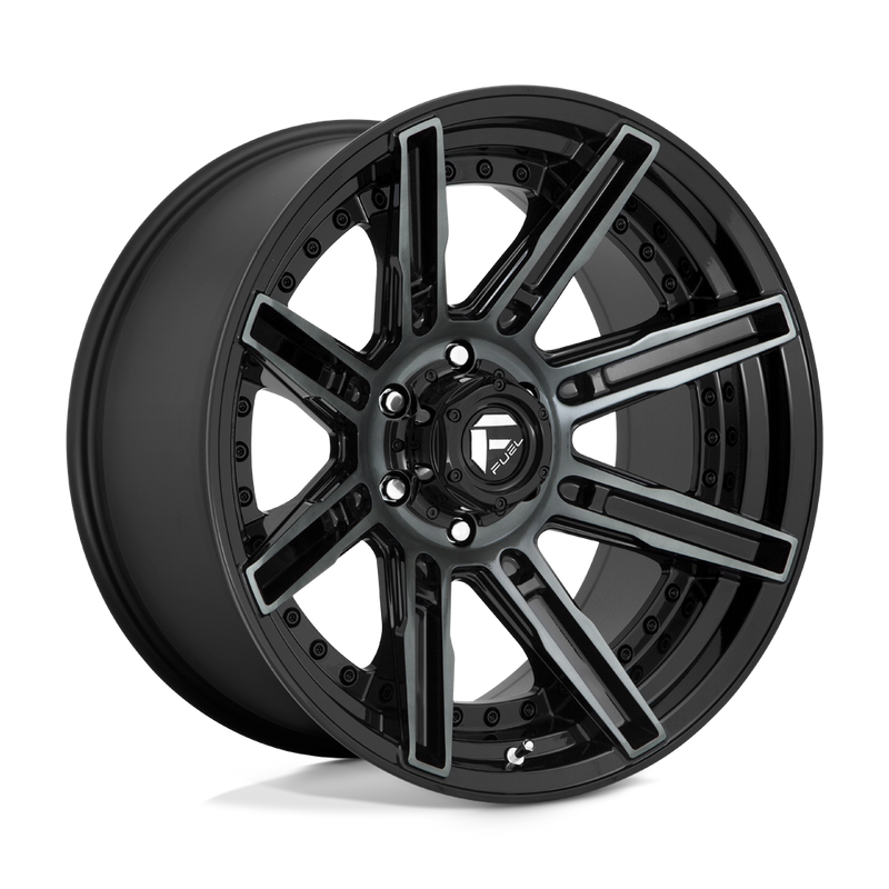 Fuel - D708 ROGUE - Black - GLOSS MACHINED DOUBLE DARK TINT - 20" x 10", -18 Offset, 6x135 (Bolt Pattern), 87.1mm HUB