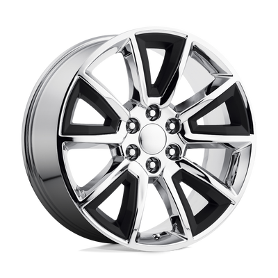 OE Creations - PR168 - Chrome - CHROME WITH MATTE BLACK ACCENTS - 22" x 9", 24 Offset, 6x139.7 (Bolt Pattern), 78.1mm HUB