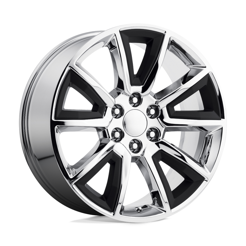 OE Creations - PR168 - Chrome - CHROME WITH MATTE BLACK ACCENTS - 22" x 9", 24 Offset, 6x139.7 (Bolt Pattern), 78.1mm HUB