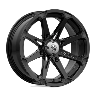 MSA Offroad Wheels - M12 DIESEL - Black - GLOSS BLACK - 15" x 7", 10 Offset, 4x156 (Bolt Pattern), 132mm HUB