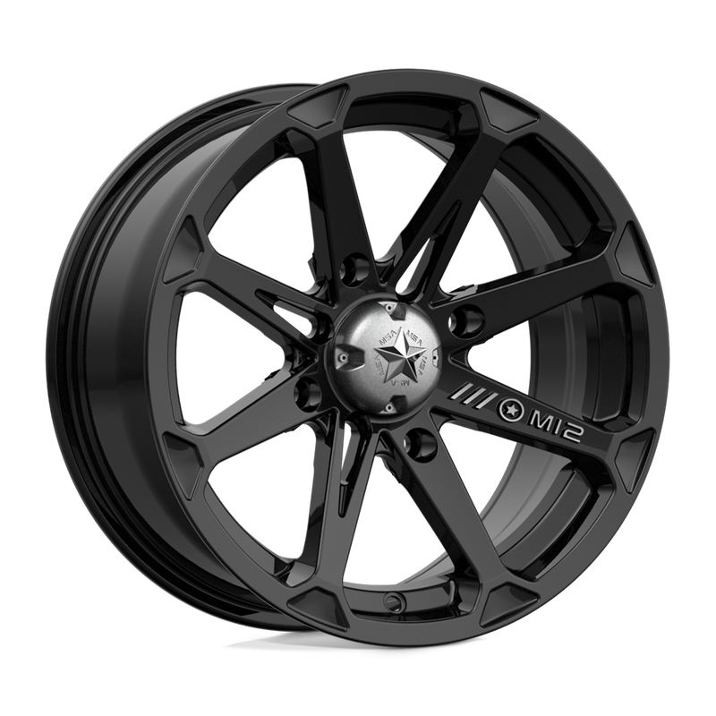 MSA Offroad Wheels - M12 DIESEL - Black - GLOSS BLACK - 15" x 7", 10 Offset, 4x156 (Bolt Pattern), 132mm HUB