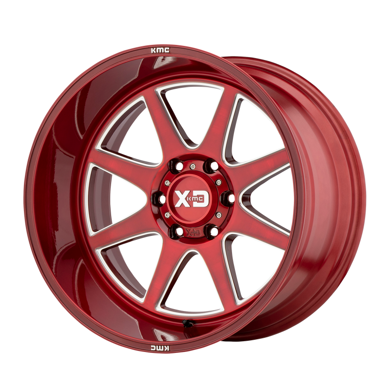 XD Series - XD844 PIKE - BRUSHED RED WITH MILLED ACCENT - 20" x 10", -18 Offset, 5x127 (Bolt Pattern), 71.5mm HUB