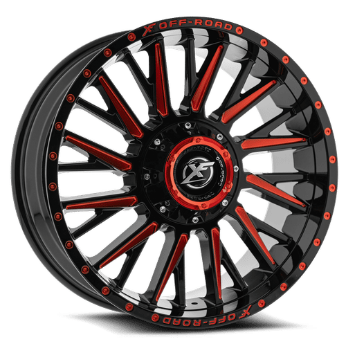 XF Off-Road - XF-226 - Black - Gloss Black Red Milled - 20" x 10", -24 Offset, 6x135/139.7 (Bolt pattern), 108mm HUB