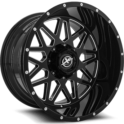 XF Off-Road - XF-211 - Black - Gloss Black Milled - 22" x 12", -44 Offset, 5x127/139.7 (Bolt pattern), 78.10mm HUB