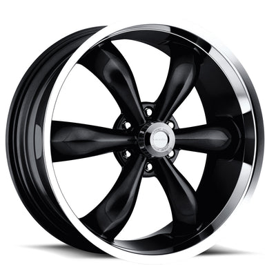 Vision Wheel American Muscle - 142 LEGEND 6 - Black - Gloss Black Machined Lip - 22" x 9.5", 30 Offset, 6x139.7 (Bolt Pattern), 106.2mm HUB