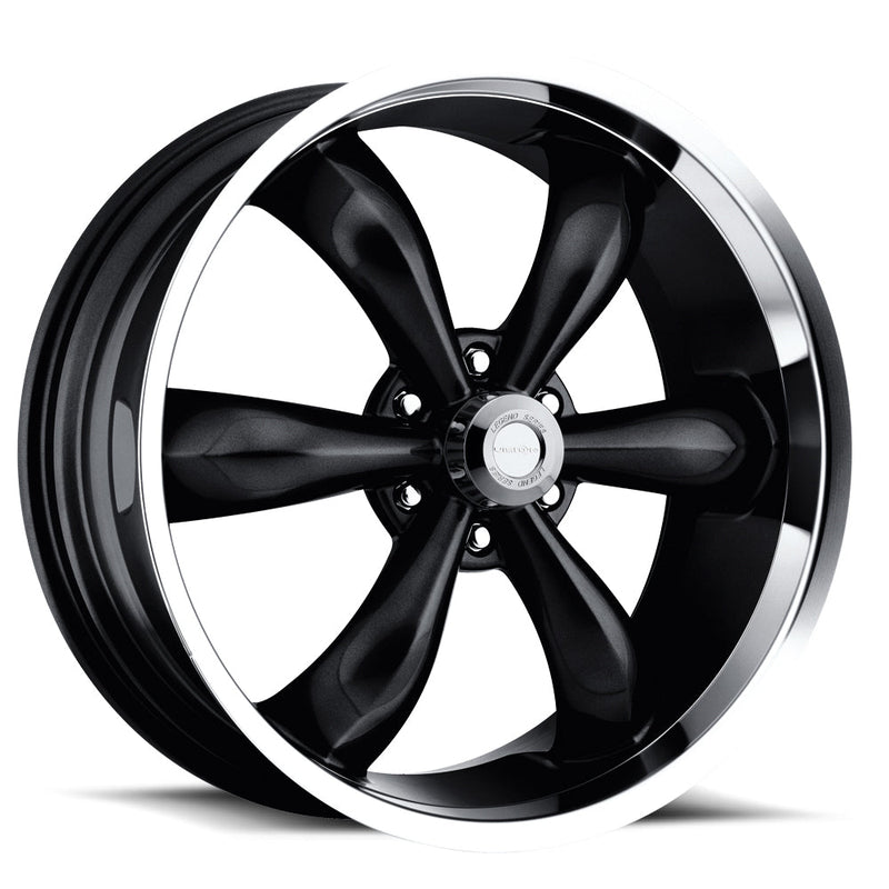 Vision Wheel American Muscle - 142 LEGEND 6 - Black - Gloss Black Machined Lip - 22" x 9.5", 30 Offset, 6x139.7 (Bolt Pattern), 106.2mm HUB