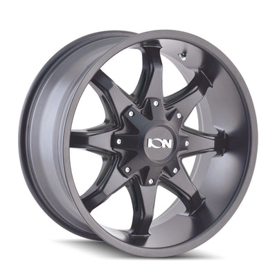 Ion Alloy - 181 - Black - SATIN BLACK/MILLED SPOKES - 17" x 9", 18 Offset, 5x114.3/127 (Bolt Pattern), 87mm HUB