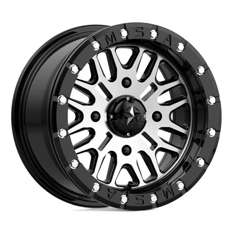 MSA Offroad Wheels - M37 BRUTE BEADLOCK - Black - GLOSS BLACK MACHINED - 14" x 7", 10 Offset, 4x137 (Bolt Pattern), 112.1mm HUB