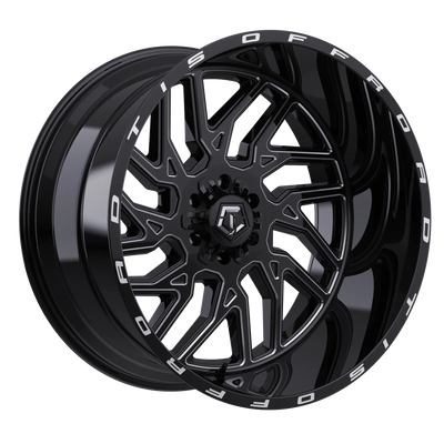 TIS Wheels - 544BM - Black - Gloss Black - Milled Edge - 20" x 10", -25 Offset, 6x135/139.7 (Bolt pattern), 108.10mm HUB