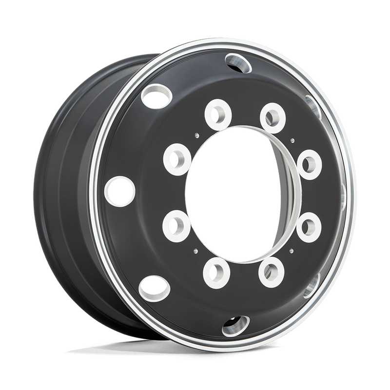 ATX - AO404 JOURNEY - Black - SATIN BLACK WITH POLISHED LIP - 22.5" x 9", 176 Offset, 10x285.75 (Bolt Pattern), 220.1mm HUB