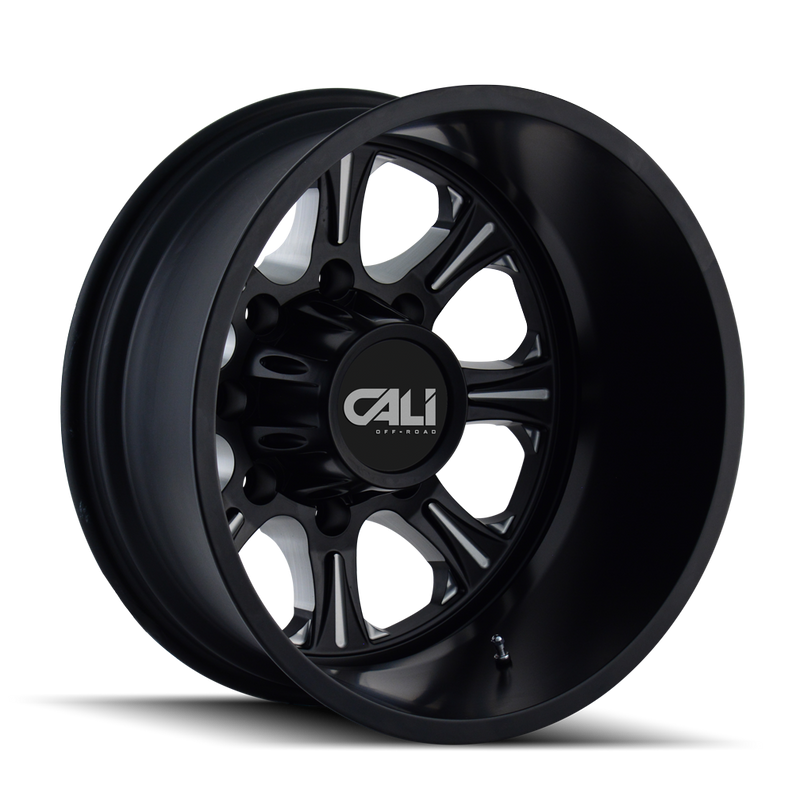 Cali Off-Road - BRUTAL - Black - BLACK/MILLED SPOKES - 22" x 8.25", -180 Offset, 8x170 (Bolt Pattern), 124.9mm HUB