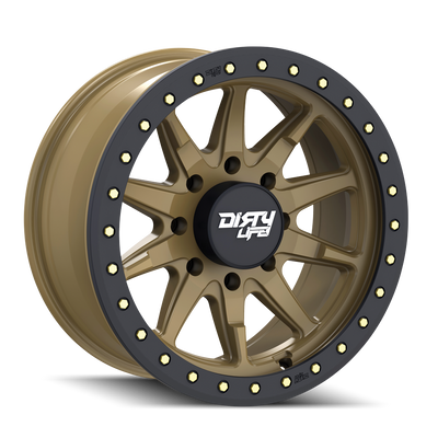 Dirty Life - DT-2 - Gold - SATIN GOLD WITH SIMULATED RING - 20" x 9", 0 Offset, 8x170 (Bolt Pattern), 130.8mm HUB