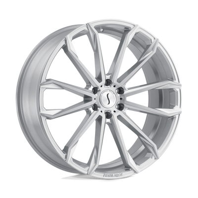 Status Wheels - MASTADON - Silver - Silver with Brushed Machined Face - 24" x 9.5", 15 Offset, 5x115 (Bolt Pattern), 76.1mm HUB