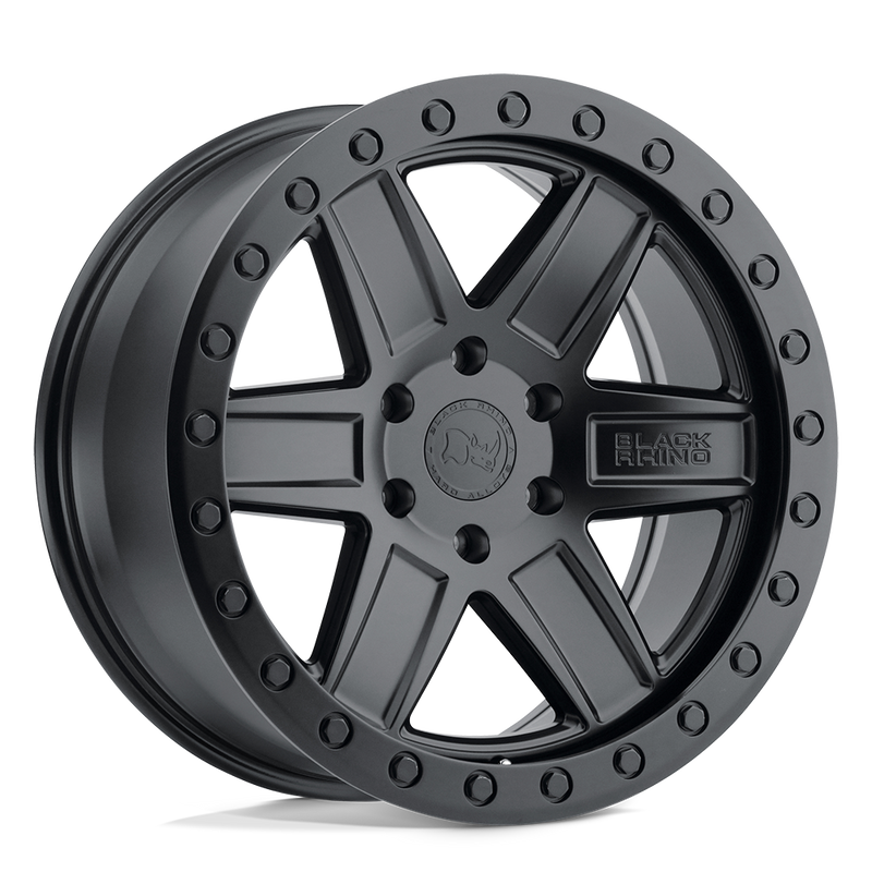 Black Rhino - ATTICA - Black - Matte Black with Black Ring - 17" x 9", 12 Offset, 6x139.7 (Bolt Pattern), 112.1mm HUB