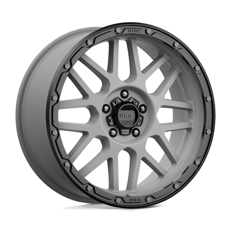 KMC Wheels - KM535 GRENADE OFF-ROAD - Gunmetal - MATTE GRAY MATTE BLACK LIP - 20" x 9", 18 Offset, 5x150 (Bolt Pattern), 110.1mm HUB