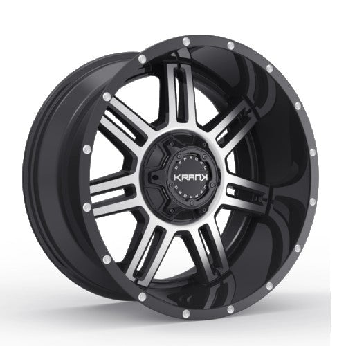 KranK Off-road - Force - Black - Gloss Black Machined - 20" x 9", 0 Offset, 6x135/139.7 (Bolt Pattern), 108mm HUB