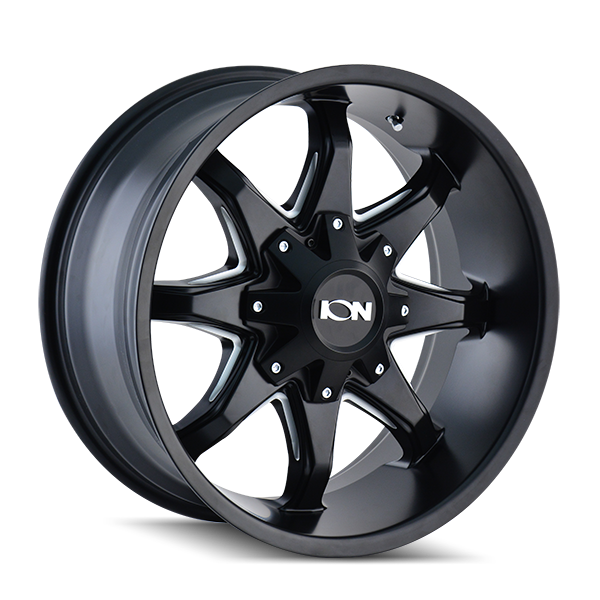Ion Alloy - 181 - Black - SATIN BLACK - 17" x 9", 18 Offset, 5x127/139.7 (Bolt Pattern), 87mm HUB