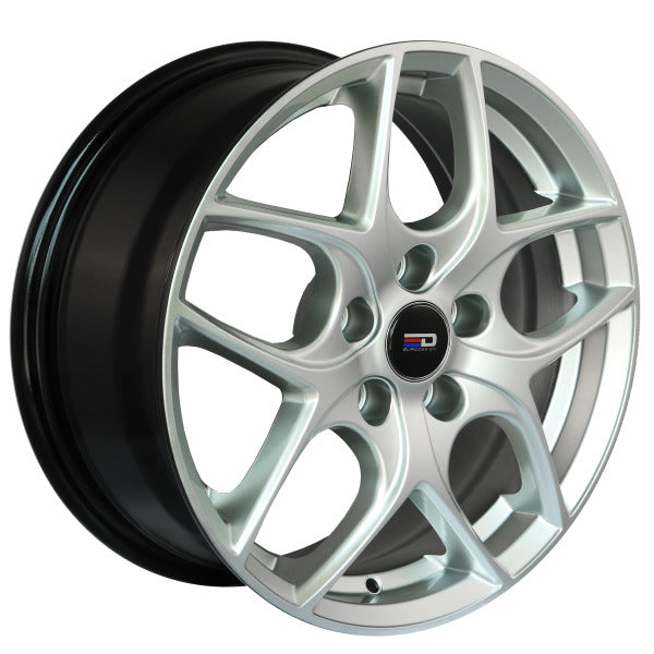Euro Design - FD-1 - Silver - Hyper Silver - 16" x 6.5", 38 Offset, 5x108 (Bolt pattern), 63.40mm HUB