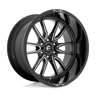 Fuel - D761 CLASH - Black - GLOSS BLACK MILLED - 22" x 12", -44 Offset, 6x135 (Bolt Pattern), 87.1mm HUB