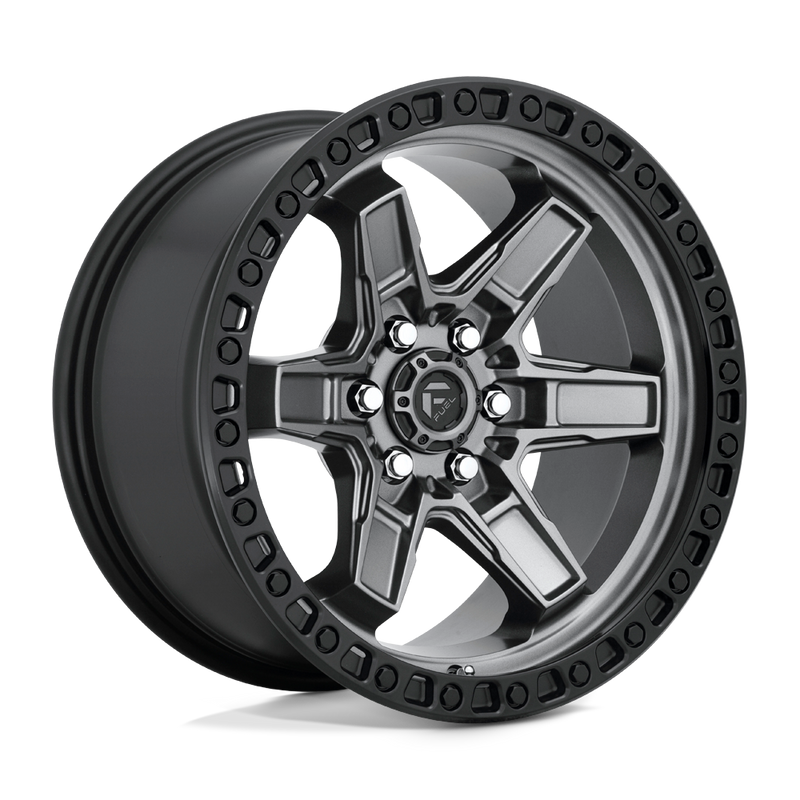 Fuel - D698 KICKER - Gunmetal - MATTE GUN METAL BLACK BEAD RING - 17" x 9", 12 Offset, 6x114.3 (Bolt Pattern), 66.1mm HUB