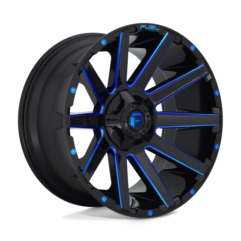 Fuel - D644 CONTRA - Black - GLOSS BLACK BLUE TINTED CLEAR - 20" x 9", 1 Offset, 5x114.3/127 (Bolt Pattern), 78.1mm HUB
