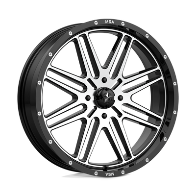 MSA Offroad Wheels - M38 BRUTE - Black - GLOSS BLACK MACHINED - 22" x 7", 10 Offset, 4x156 (Bolt Pattern), 132mm HUB