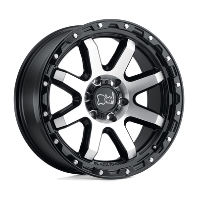 Black Rhino - COYOTE - Black - Gloss Black with Machined Face & Stainless Bolts - 18" x 9", -18 Offset, 8x180 (Bolt Pattern), 125.1mm HUB