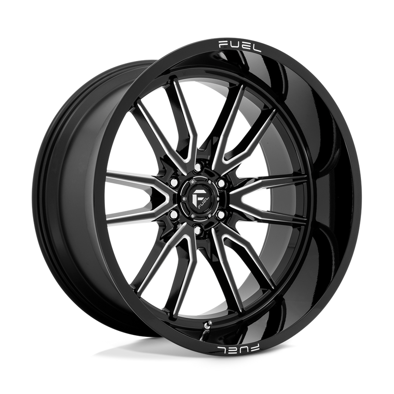 Fuel - D761 CLASH - Black - GLOSS BLACK MILLED - 24" x 12", -44 Offset, 6x135 (Bolt Pattern), 87.1mm HUB