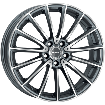 Mak Wheels - KOMET - Gunmetal - GUN MET-MIRROR FACE - 18" x 9", 33 Offset, 5x112 (Bolt Pattern), 66.6mm HUB