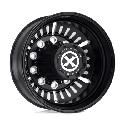 ATX - AO403 ROULETTE - Black - SATIN BLACK MILLED - 22.5" x 8.25", -168 Offset, 10x285.75 (Bolt Pattern), 220.1mm HUB
