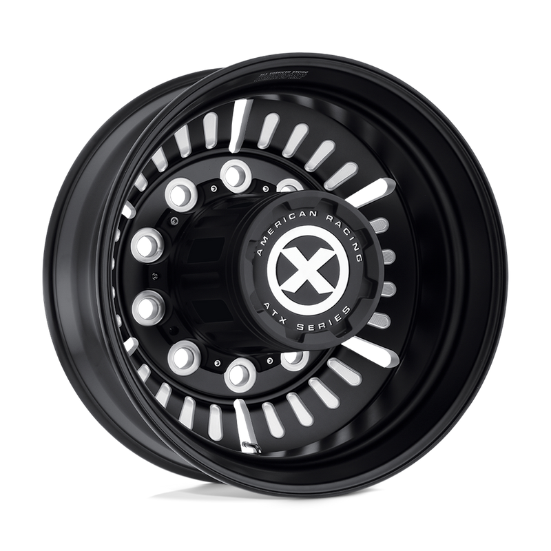 ATX - AO403 ROULETTE - Black - SATIN BLACK MILLED - 22.5" x 8.25", -168 Offset, 10x285.75 (Bolt Pattern), 220.1mm HUB
