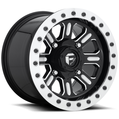 Fuel UTV - D910 HARDLINE BEADLOCK - Black - GLOSS BLACK MILLED - 15" x 7", 38 Offset, 4x137 (Bolt Pattern), 110.1mm HUB