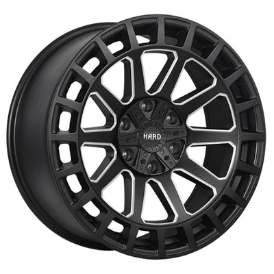 Ruffino HARD - Armour - Black - Satin Black - Milled Window - 20" x 9", 20 Offset, 5x127/139.7 (Bolt Pattern), 77.8mm HUB