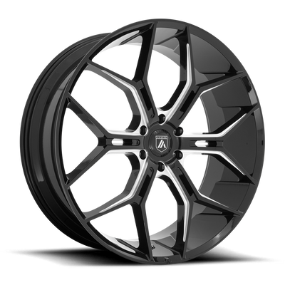 Asanti Black - ABL-38 MONARCH TRUCK - Black - GLOSS BLACK MILLED - 24" x 10", 35 Offset, 6x139.7 (Bolt Pattern), 100.3mm HUB