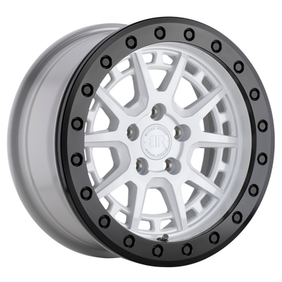 Black Rhino - GRAVEL BEADLOCK - White - GLOSS WHITE W/ BLACK RING & BOLTS - 15" x 7", 15 Offset, 5x100 (Bolt Pattern), 72.56mm HUB
