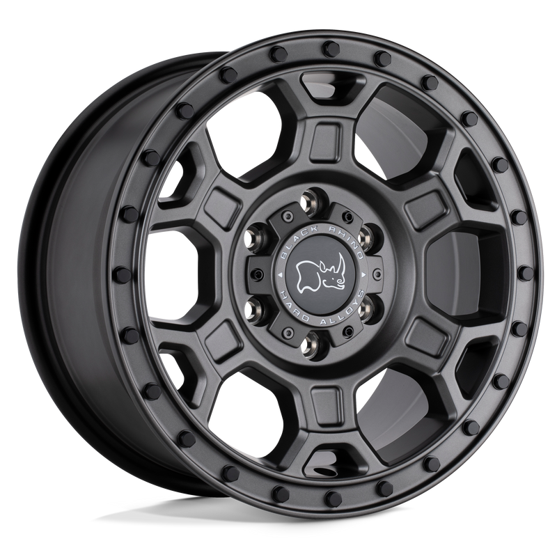 Black Rhino - MIDHILL - Gunmetal - MATTE GUNMETAL WITH BLACK BOLTS - 18" x 8", 48 Offset, 6x130 (Bolt Pattern), 84.1mm HUB