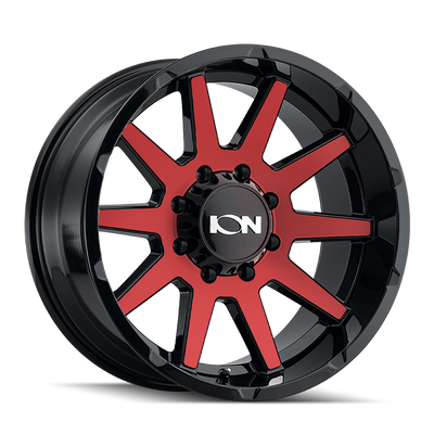 Ion Alloy - 143 - Black - GLOSS BLACK/RED MACHINED - 18" x 9", 0 Offset, 6x135 (Bolt Pattern), 87.1mm HUB