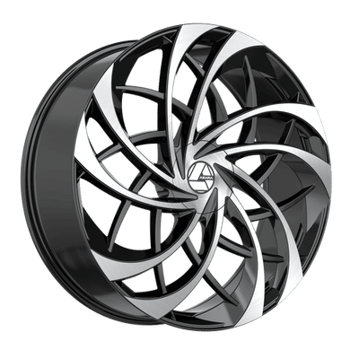 Azara - AZA-540 - Black - Gloss Black Machined - 22" x 8.5", 38 Offset, 5x112/114.3 (Bolt pattern), 74.1mm HUB