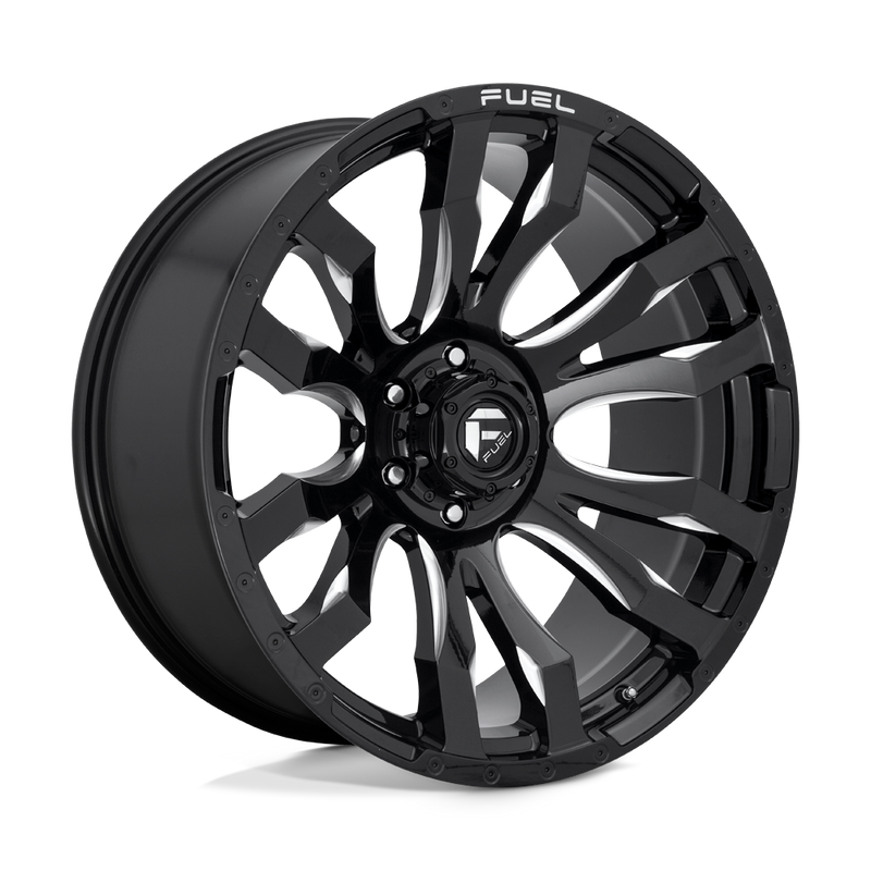 Fuel - D673 BLITZ - Black - GLOSS BLACK MILLED - 20" x 8.25", 105 Offset, 8x170 (Bolt Pattern), 125.1mm HUB