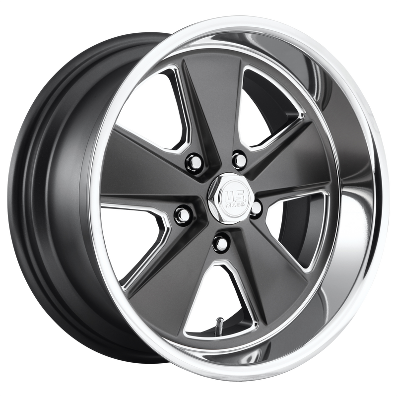 US Mag - U120 ROADSTER - Gunmetal - MATTE GUN METAL MACHINED - 17" x 8", 1 Offset, 5x114.3 (Bolt Pattern), 72.56mm HUB