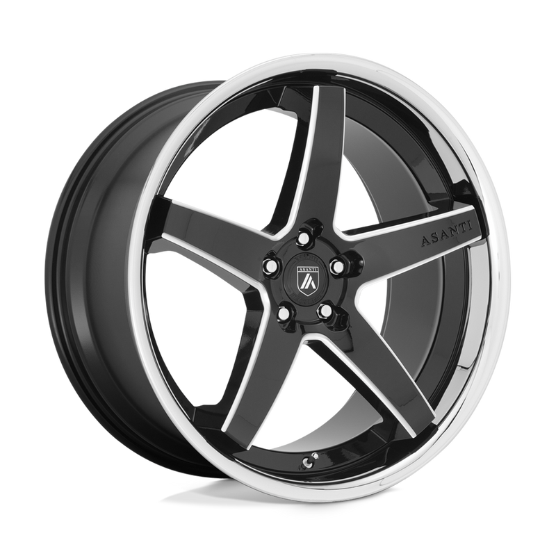 Asanti Black - ABL31 REGAL - Black - GLOSS BLACK MILLED WITH CHROME LIP - 22" x 9", 32 Offset, 5x112 (Bolt Pattern), 72.6mm HUB