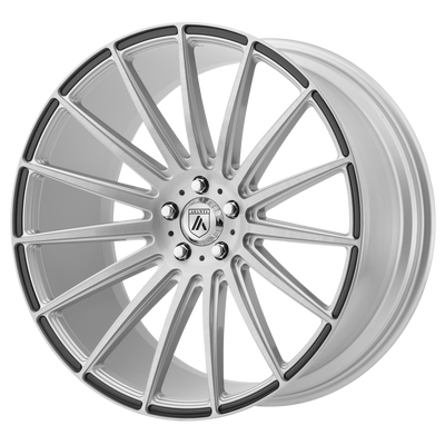 Asanti Black - ABL-14 POLARIS - Silver - BRUSHED SILVER CARBON FIBER INSERT - 19" x 8.5", 38 Offset, 5x120 (Bolt Pattern), 74.1mm HUB