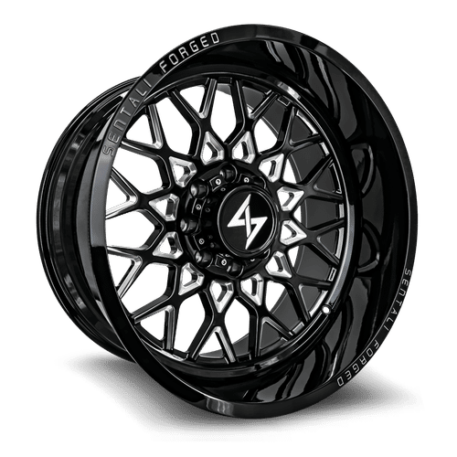 Sentali - Forged SF-5 - Black - Gloss Black Milled - 28" x 16", -99 Offset, 5x139.7 (Bolt pattern), 77.8mm HUB