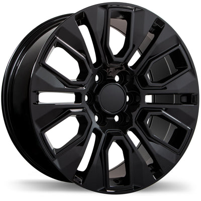 Replika - R232 - Black - Gloss Black - 20" x 9", 24 Offset, 6x139.7 (Bolt Pattern), 78mm HUB