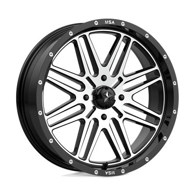 MSA Offroad Wheels - M38 BRUTE - Black - GLOSS BLACK MACHINED - 20" x 7", 10 Offset, 4x137 (Bolt Pattern), 112.1mm HUB