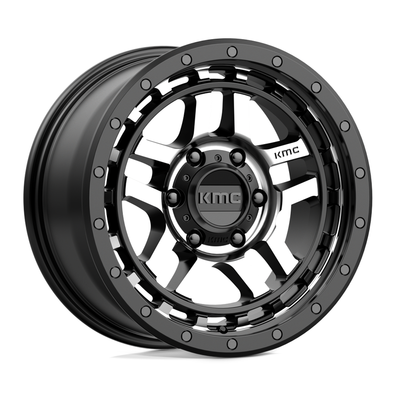 KMC Wheels - KM540 RECON - Black - SATIN BLACK MACHINED - 17" x 8.5", 18 Offset, 6x114.3 (Bolt Pattern), 66.1mm HUB